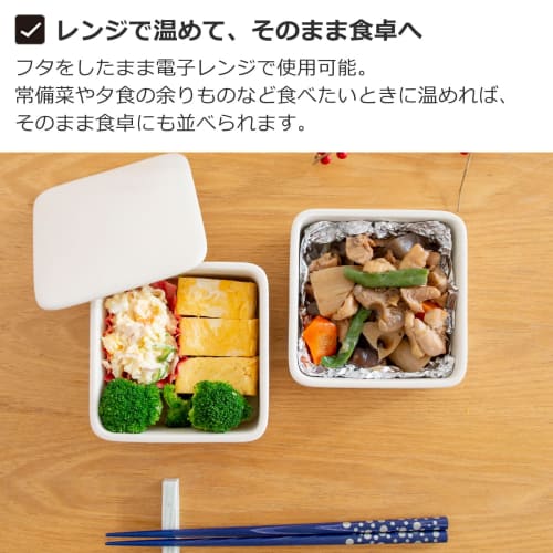 Kamoshika Douguten Square Lidded Storage Container Set, 2-Tier, Microwave-Safe, Banko Ware Ceramic, Made In Japan (Red)