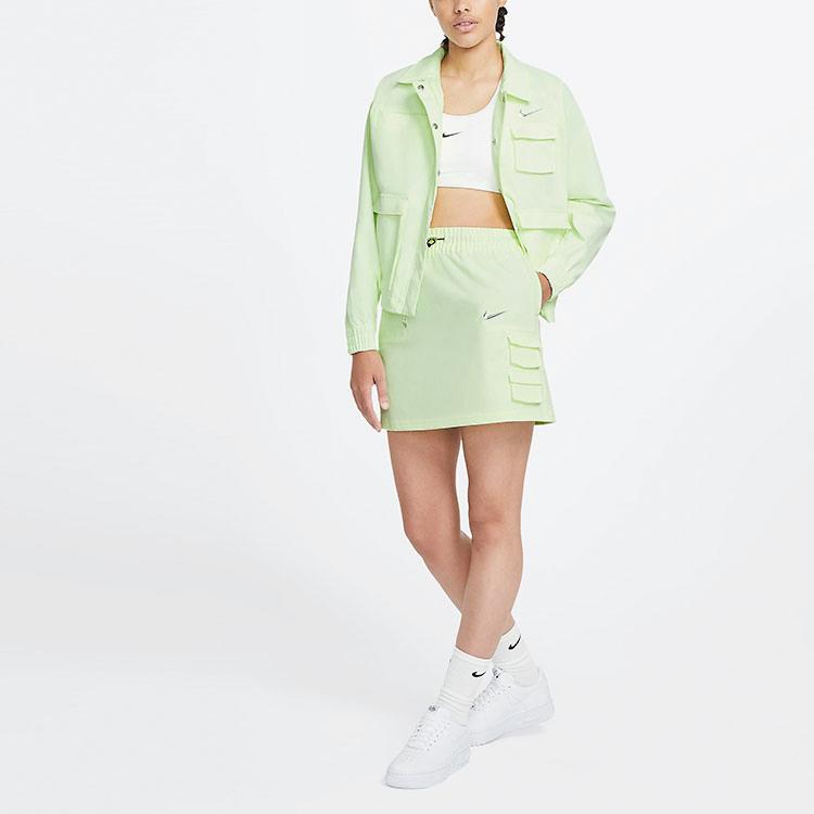 Nike Solid Color Logo Pocket Straight Short Skirt Women Bottoms Light-Yellow-Green CZ8908-701
