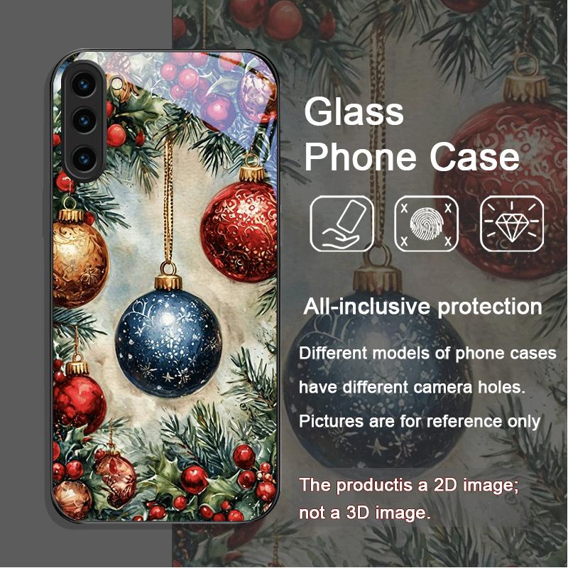 Bookshelf Christmas Decorations Print Tempered Glass Phone Case for Samsung Galaxy S25 Ultra S24 S23 Plus S22 S21 S20FE 5G Cover