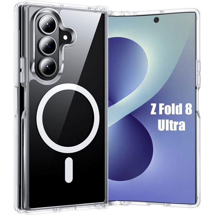 Coque pour Samsung Galaxy Z Fold 8 Ultra, Antichoc avec Anneau Magnétique - Transparent