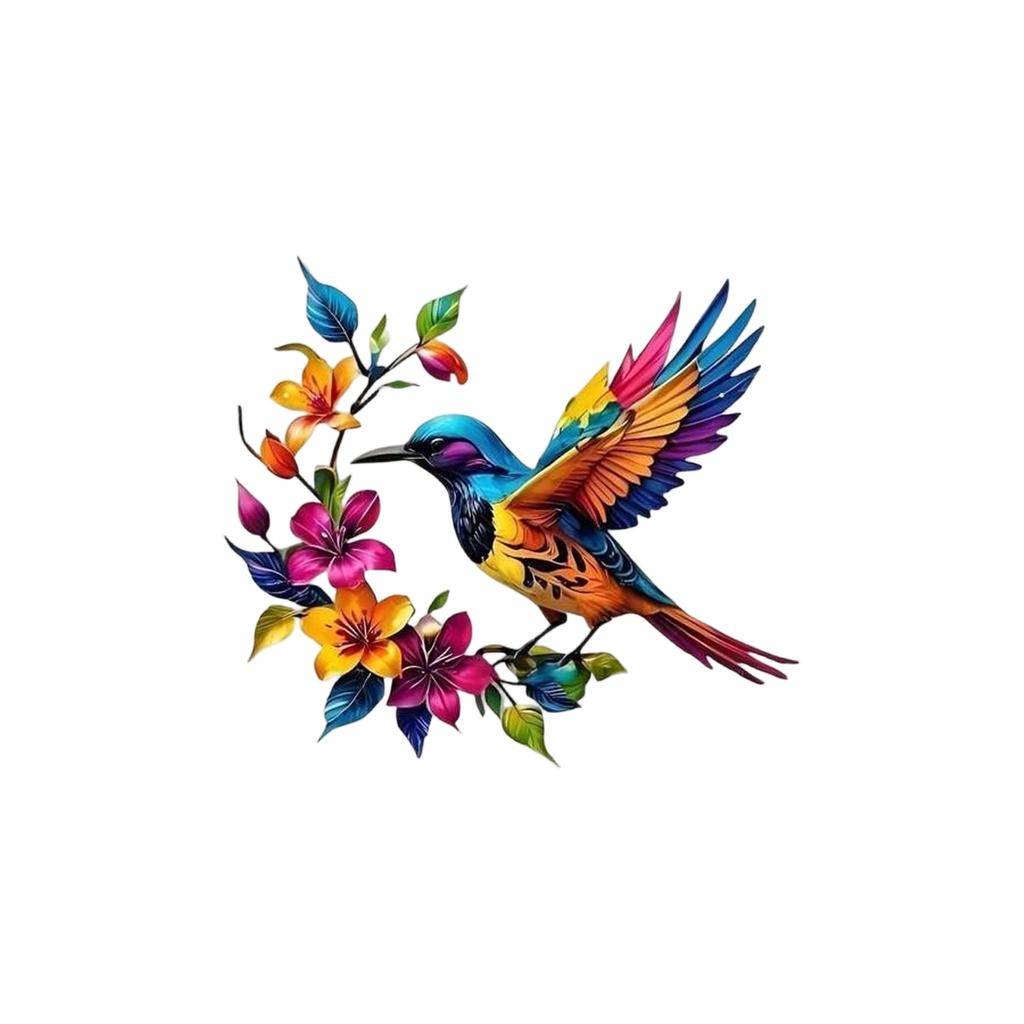Metal Wall Art Bird and Flower Sculpture Decorative Iron Hanging Wall Decor for Indoor Outdoor Living Room Home Decoration