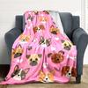 1pc Dogs Pink Lightweight Flannel Blanket, Comfortable and Warm Blanket, for Office and Camping Sofa Bed105