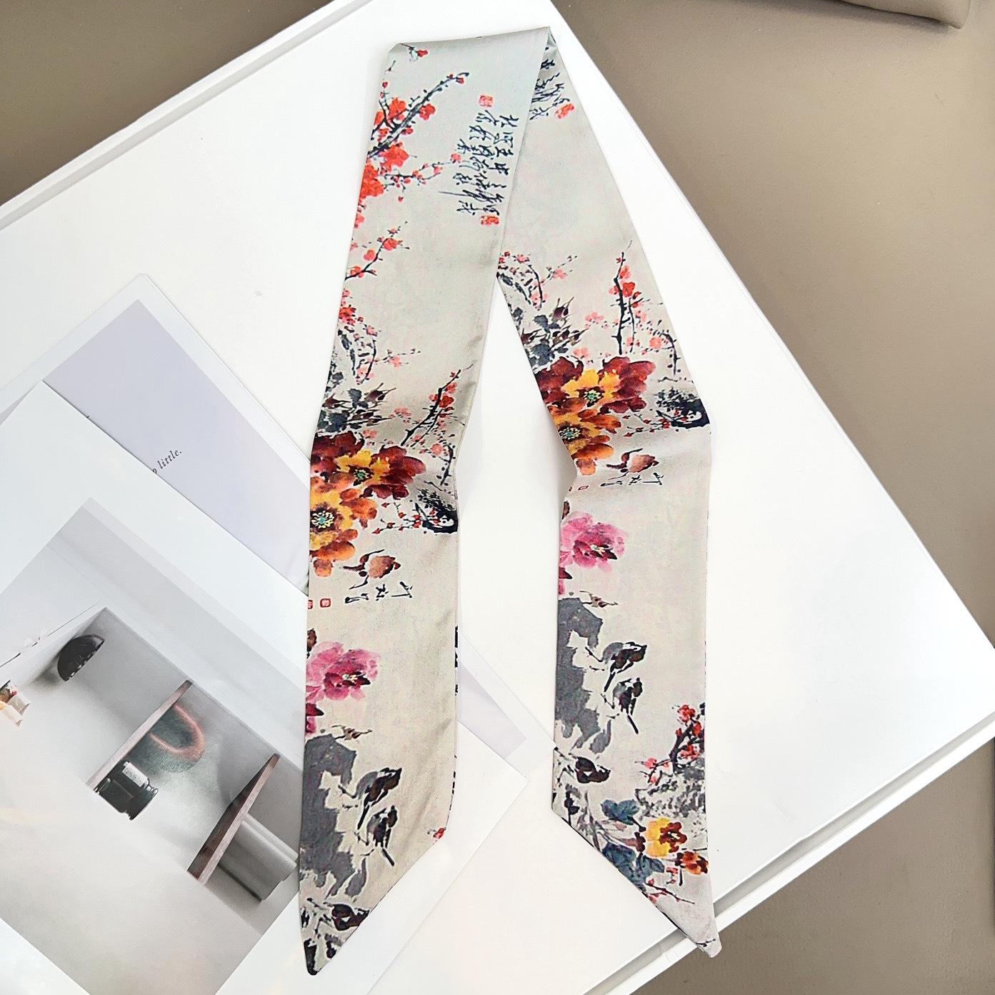 Artistic Japanese Retro Floral Silk Square Scarf for Women