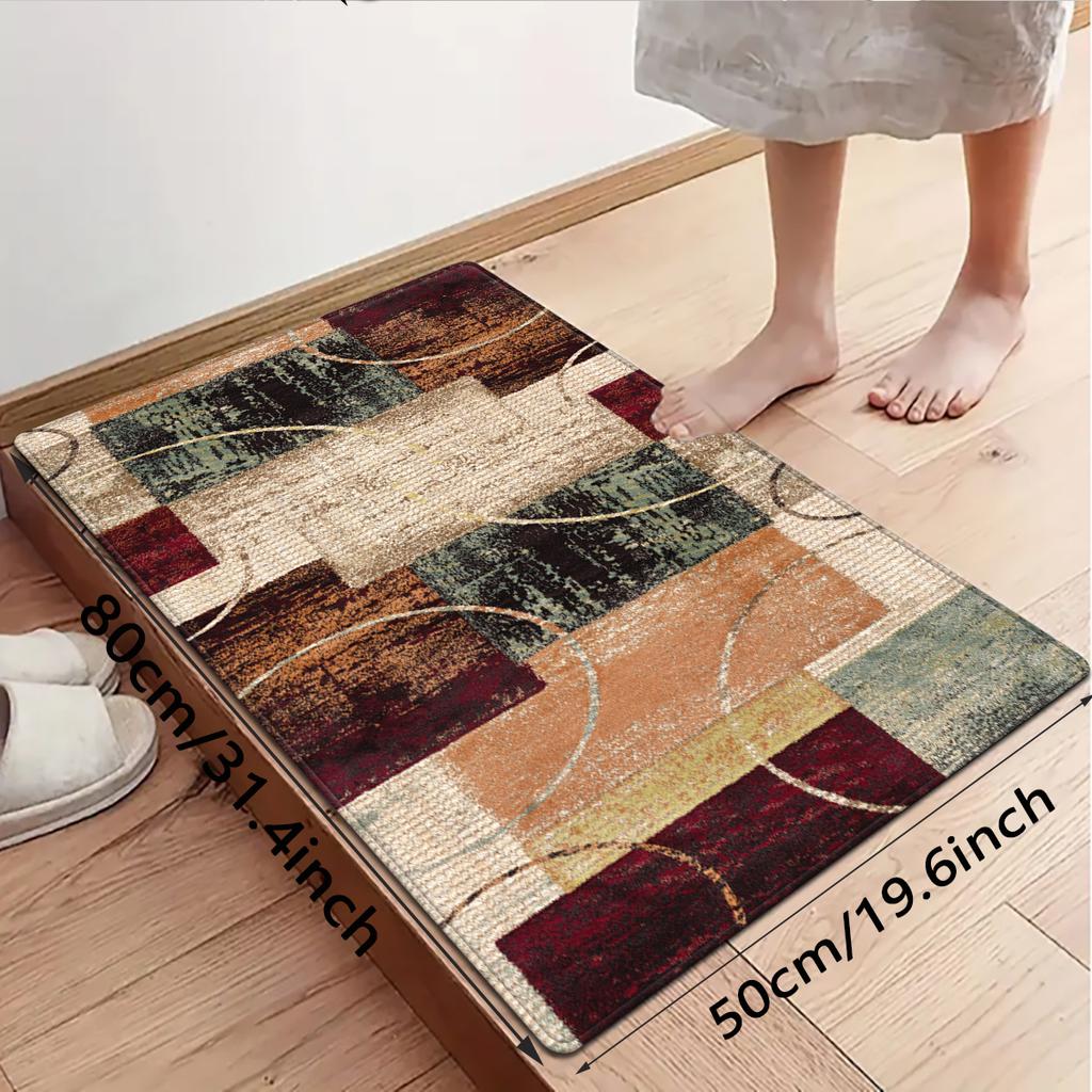 1Pcs Anti Fatigue Kitchen Rugs,Vintage GeometricPrint Waterproof Non-Slip Thick Cushioned Kitchen Mat Heavy Duty Comfort Standing Mat for Kitchen