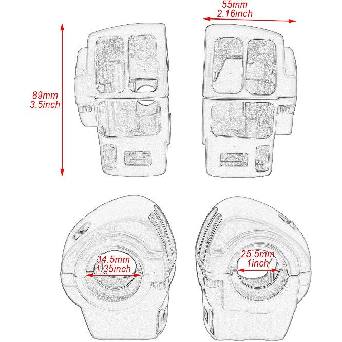 HDBUBALUS Handlebar Switch Housing Cover Case Switch Housing Caps Fit for Harley Touring Road King Tri Electra Glide 1996-2013 Chrome
