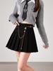 2025 Slimming Woolen Pleated Half Skirt with Waist Chain