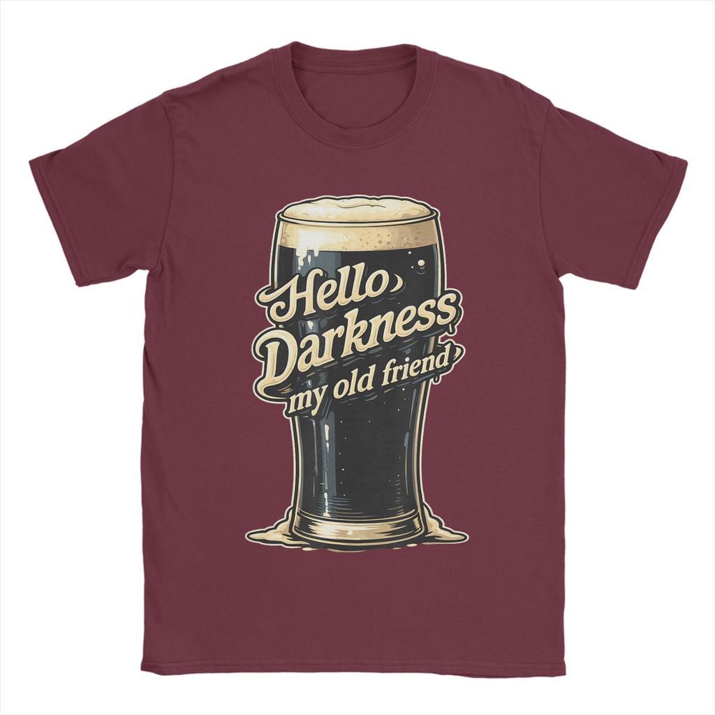 Men TShirt Hello Darkness My Old Friend Funny Drinking Quote Humorous  Cotton Tees Short Sleeve  T Shirts Summer Clothing