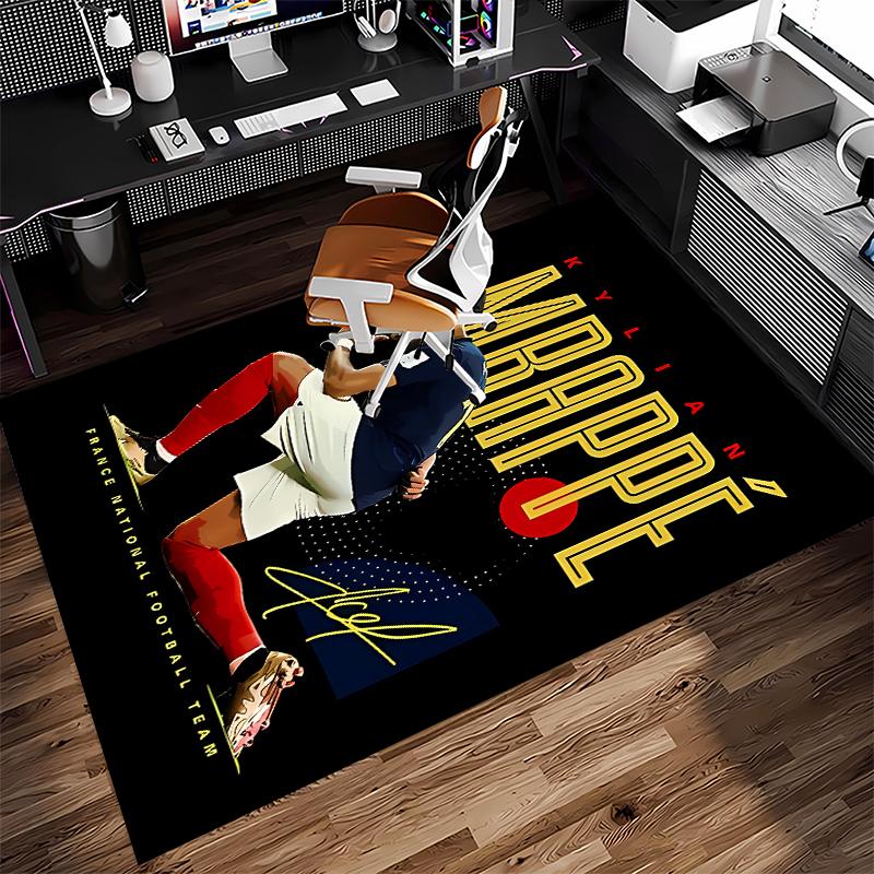1pc Kylian Mbappé Print Area Rug - Soft,Washable Non-Slip Indoor Mat for Office Chairs,Living Room,Home Office Decorative Rug