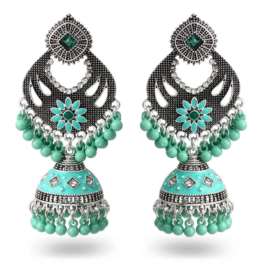Hollow Flower Earrings Bohemian Ethnic Style Travel Women's Ear Jewelry Fringed Bell Earrings