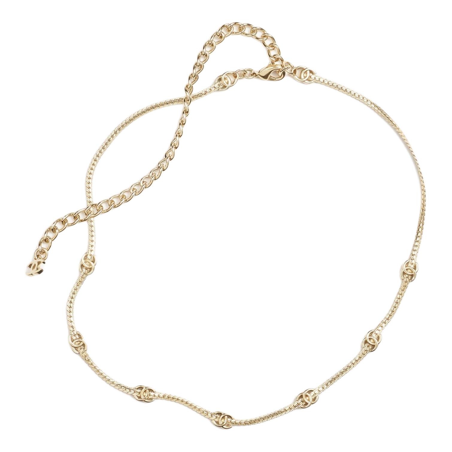 

Chanel 24B Solid Design Metal Gold Necklace Women necklace ABE254B22040NZS80 Box+Shopping Bag