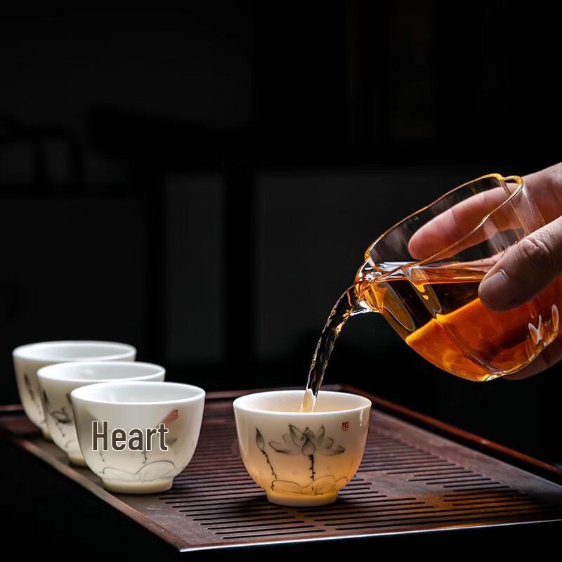 Elegant Hand-Painted Lotus Porcelain Gaiwan Tea Set