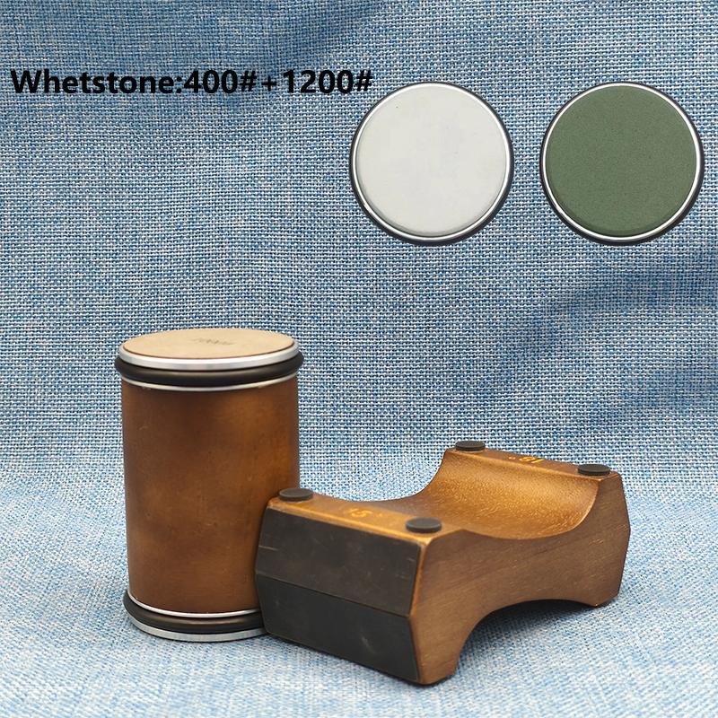 Wooden Magnetic Base Knife Sharpener, 4-Sided, Manual, Medium Grit, No Electricity Needed, for Kitchen Use