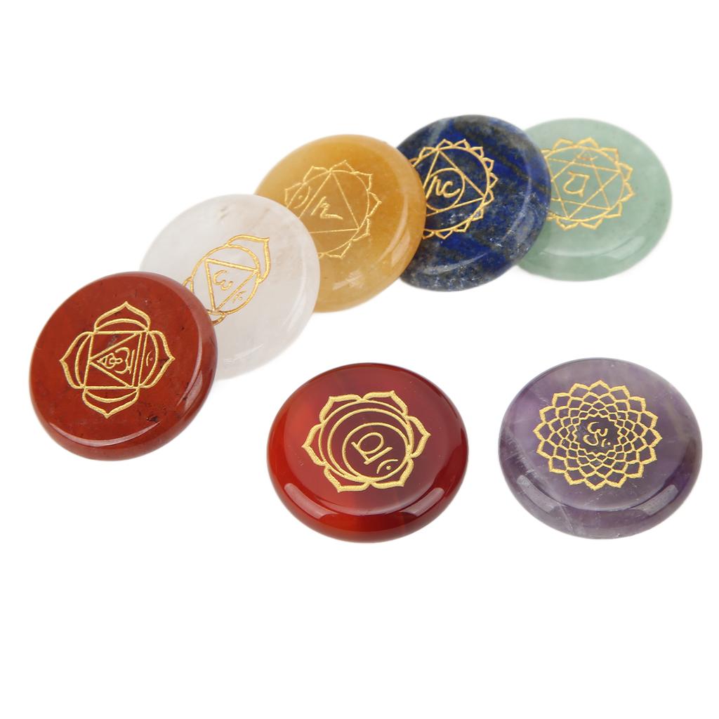 Chakra Stones Seven Chakra Energy Healing Stone Aura Rune Stone Amulet Decoration