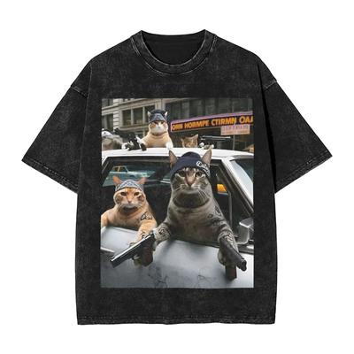 T-shirts graphiques Meme Gang de Chats Amusants pour Homme Hauts Plage Vintage Manches Courtes T-Shirt Col O Motif Populaire T-shirt Dropshipping
