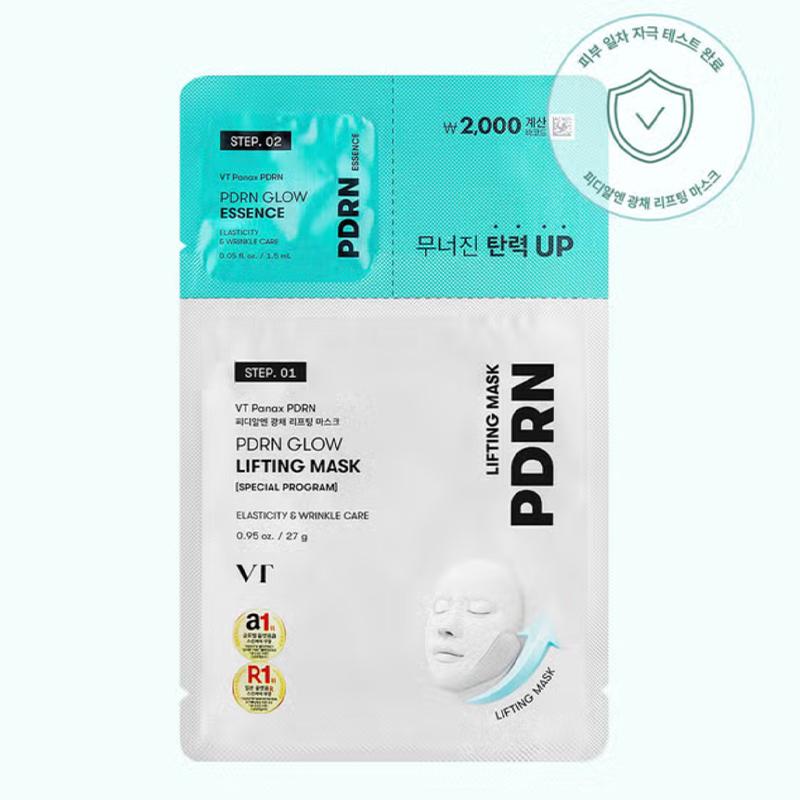 

VT PDRN Glow Lifting Mask 1 Sheet (27 g) + Glow Essence 1.5 ml (10 pcs Set)
