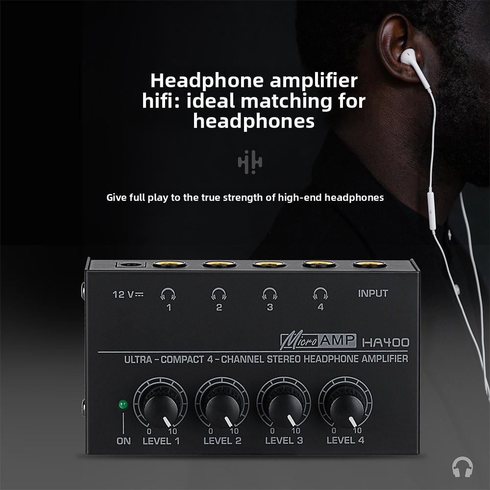 4 Kanäle HA400 Ultrakompakter Audioverstärker 1 Eingang Mini-Kopfhörerverstärker Headset-Verstärker
