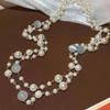 Rose Pearl Bead Necklace Set French Niche Light Luxury Collarbone Chain High-End New Necklace