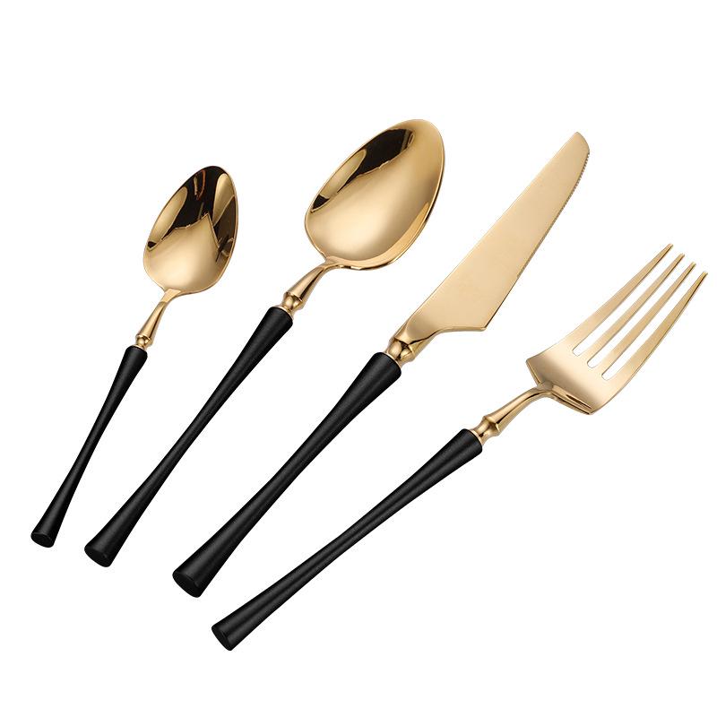 Stainless Steel Small Waist Cutlery Set: Steak Knife, Fork, Dessert Spoon, Mirror Finish.