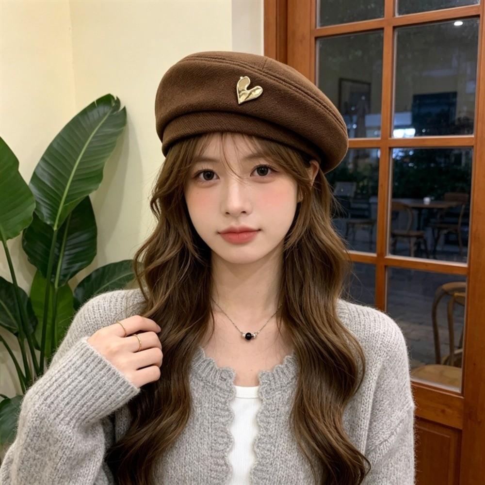 Solid Color Painter Hat Thick Octagonal Cap Comfortable Love Beret Autumn
