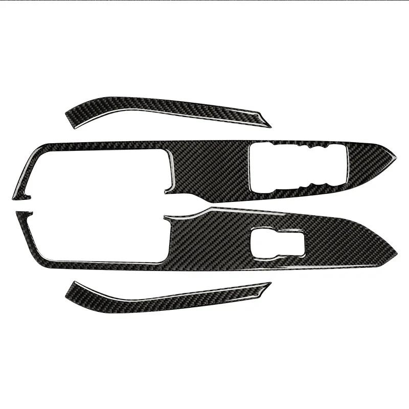 

Carbon Fiber Car Power Window Switch Lifter Buttons Panel Interior Decoration Sticker For Ford Mustang 2015- Accessories чорний