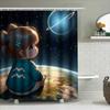 Cute Cartoon Girl Shower Curtain - Space Adventure Design, Waterproof & Mildew-Resistant for Kids' Bathroom Decor, Perfect Gift