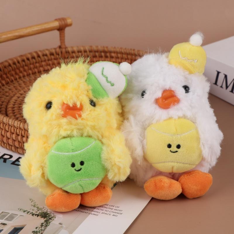 1Pc Cute Sitting Tennis Duck Plush Doll Bag Pendant Keychain Cartoon Pendant Doll Toy