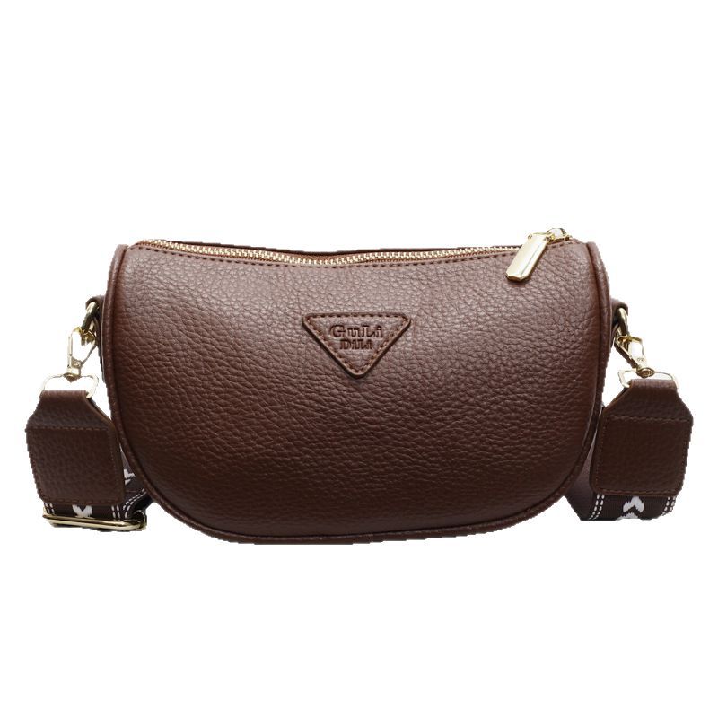 Simple Fashion Shoulder Bag 2025 New Retro Light Luxury Niche High-end Crossbody Bag Wide Shoulder Strap Commuter Bag