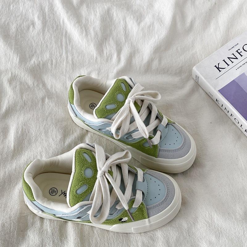 Dopamine board shoes women's spring new bread shoes versatile niche thick-soled heightening sports and leisure white shoes