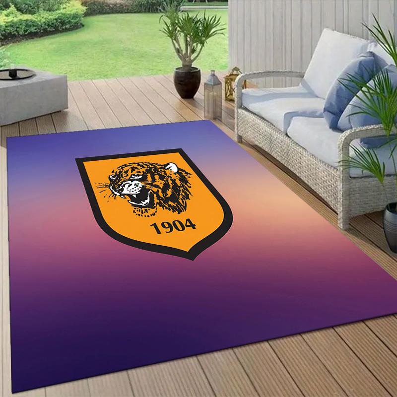Hull City AFC Flannel Pattern Square Carpet,Area Rug,Carpet Rug for Living Room Bedroom Sofa Playroom Decor,Non-slip Floor Mat