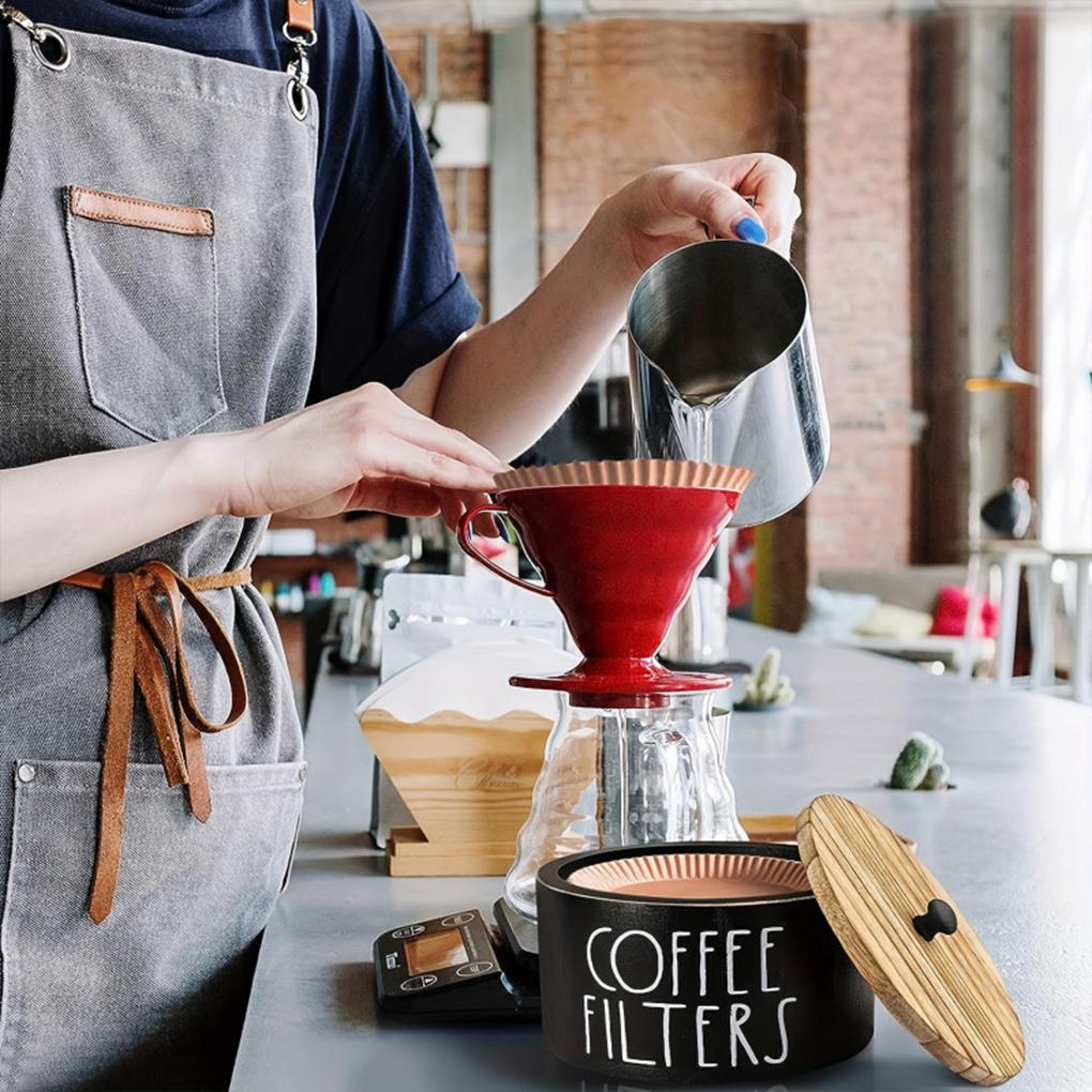 Lid Multipurpose Filter Box Sufficient Capacity For Various Filter Sizes Wooden Container Dispenser