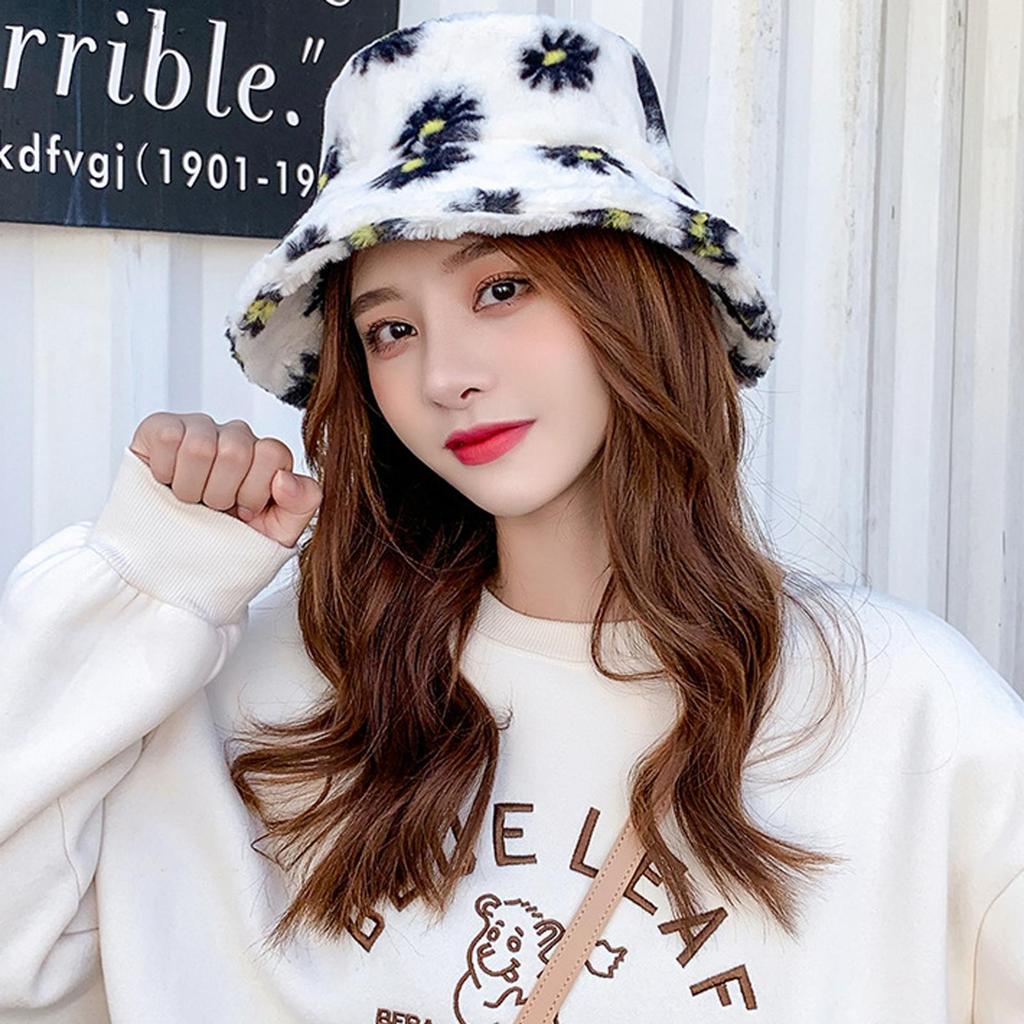 Teens Girls Adults Women's Bucket Hat Faux Fur Fisherman Hat Fluffy Winter Warm Hat Wide Brim Fisherman's Caps