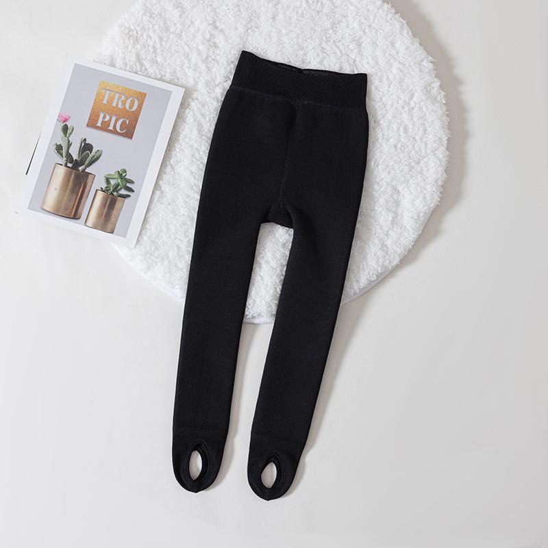 Children's Winter Fleece-Lined Cotton Leggings with Hip-Lifting Lambskin, Warm Nine-Point Design