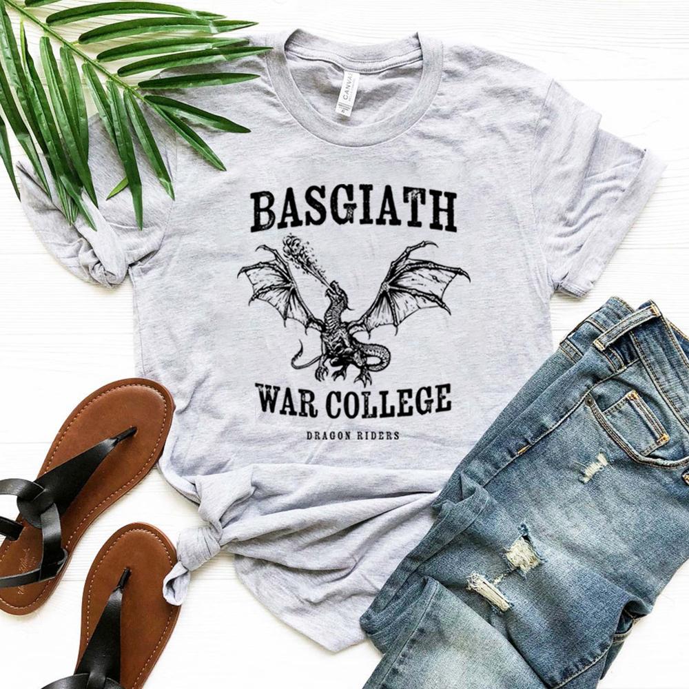 Basgiath War College Shirt Fourth Wing RoUnisextasy Fantasy YA Dark Academia Books TShirt Violet Sorrengail Xaden Riorson Tops