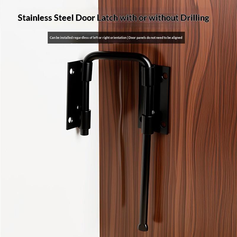 1 Set Silver/Black Non Perforated 90/180 Degree Gate Latch Stainless Steel Door Latch Lock Safety Thickened Door Buckle Fences
