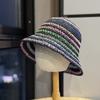 New Ins Cream Crayon Contrasting Colors Hand-woven Hat Straw Fisherman Hat Sun Protection Spring and Summer Leisure Shade