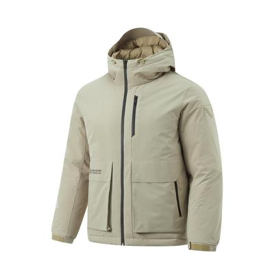 Men's Windstopper Water-Repellent Hooded Down Jacket Light Beige AYMU223-2