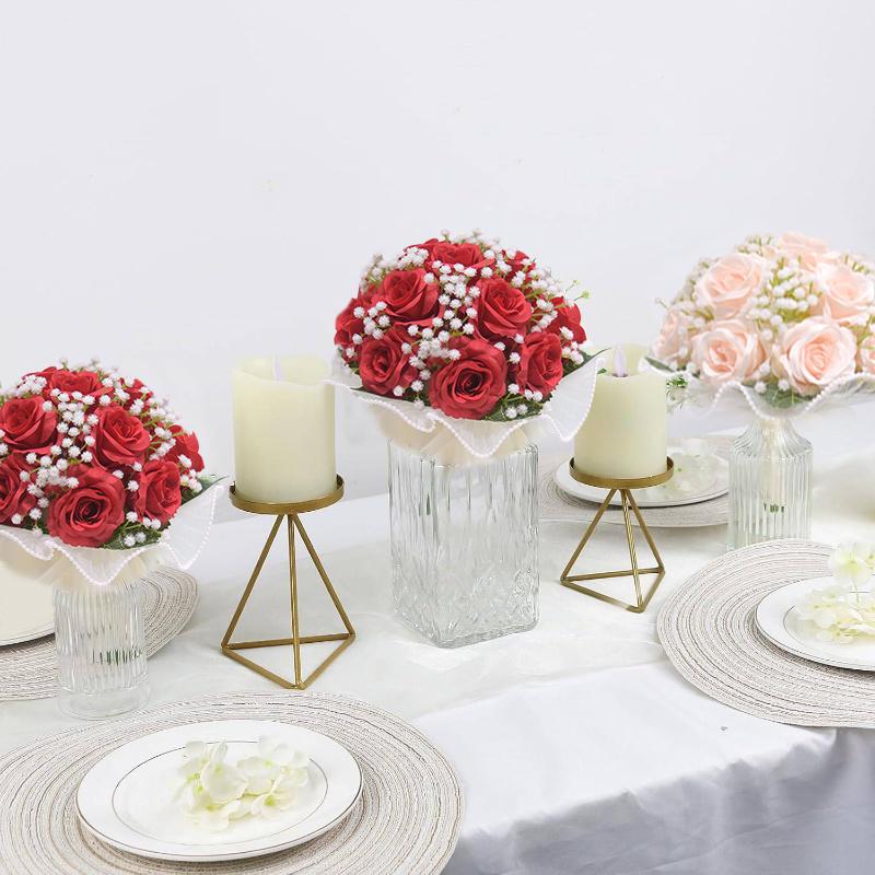 1PC Buquê de Rosas Brancas Artificiais Presentes de Aniversário Detalhe de Renda Adereços de Fotografia de Natal Estilo Boêmio Várias Opções Disponíveis