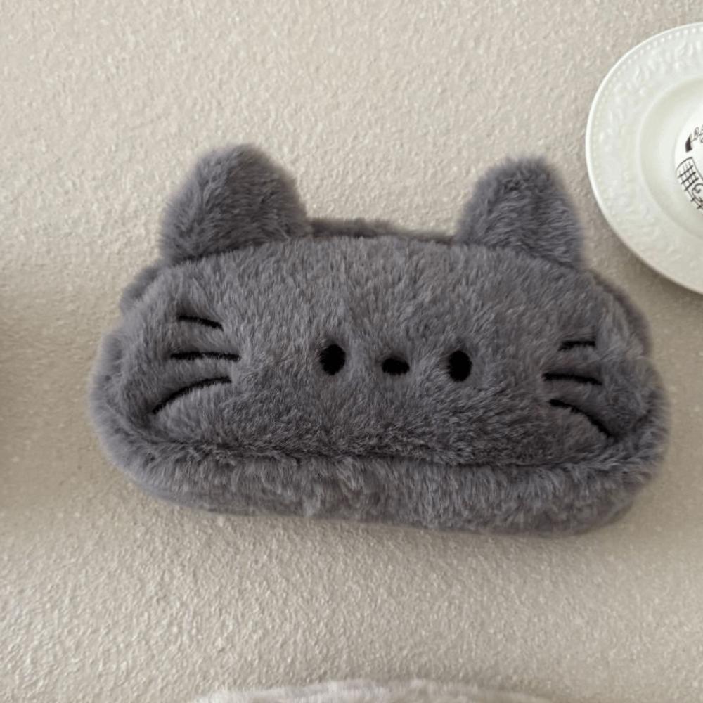 Kawaii Cat Printed Pencil Case Cute Stationery Storage Bag Plush Cat Stationer Bag Student Use