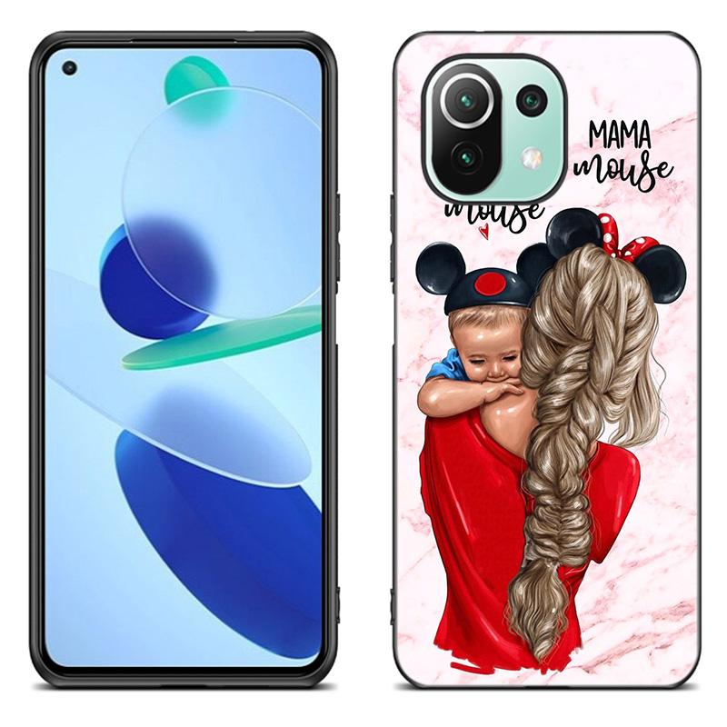 Baby Mom Girl Boy mramorové pouzdro pro Xiaomi Mi 11 Lite NE 11i 10T 11T Pro A2 A3 Lite POCO F3 M3 M4 C31 X3 Pro NFC GT černý kryt