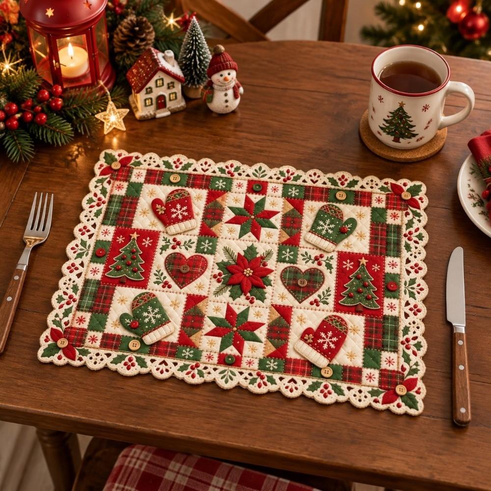 Snowman Elk Xmas Table Mat Coaster Square Dining Mat Christmas Table Placemat Winter Season