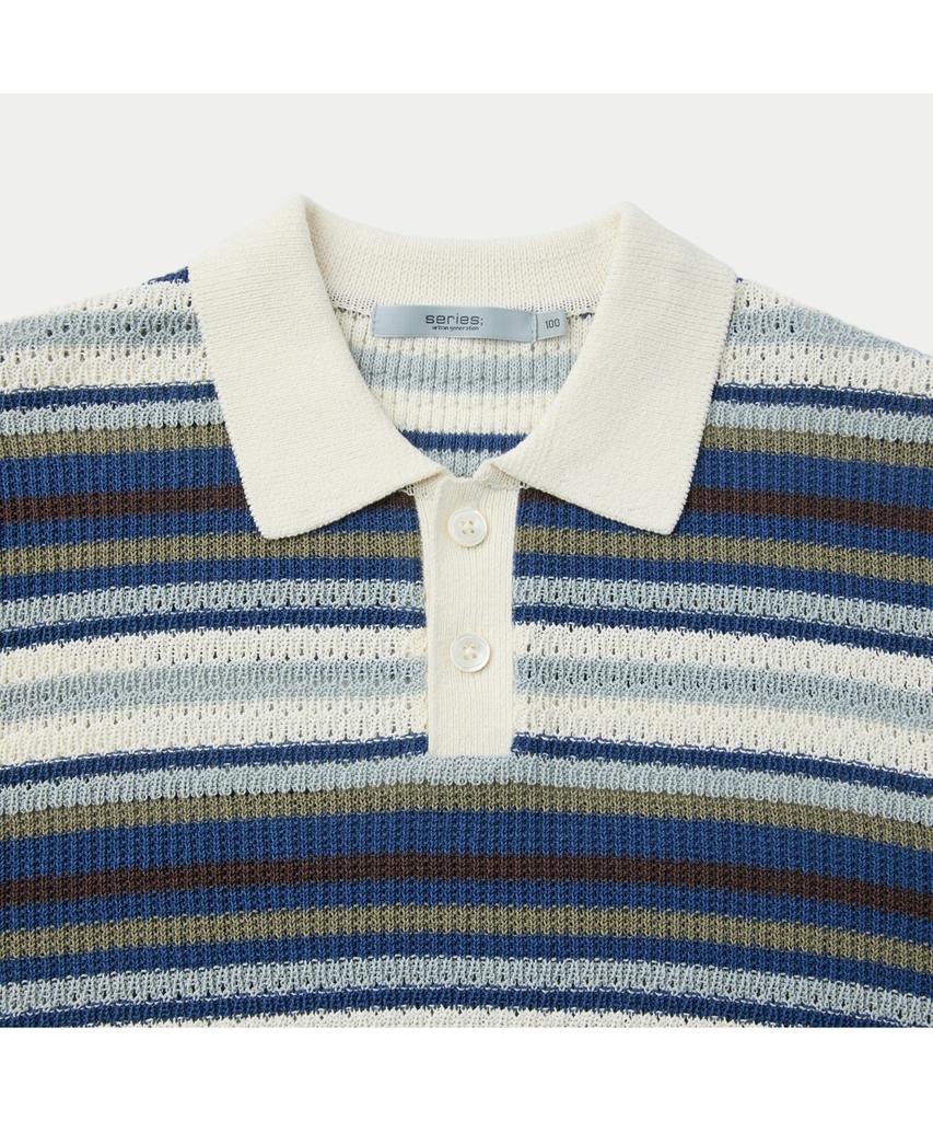 Silijeu Pattern Half Sleeve Polo Sweater Sawam26601Bux