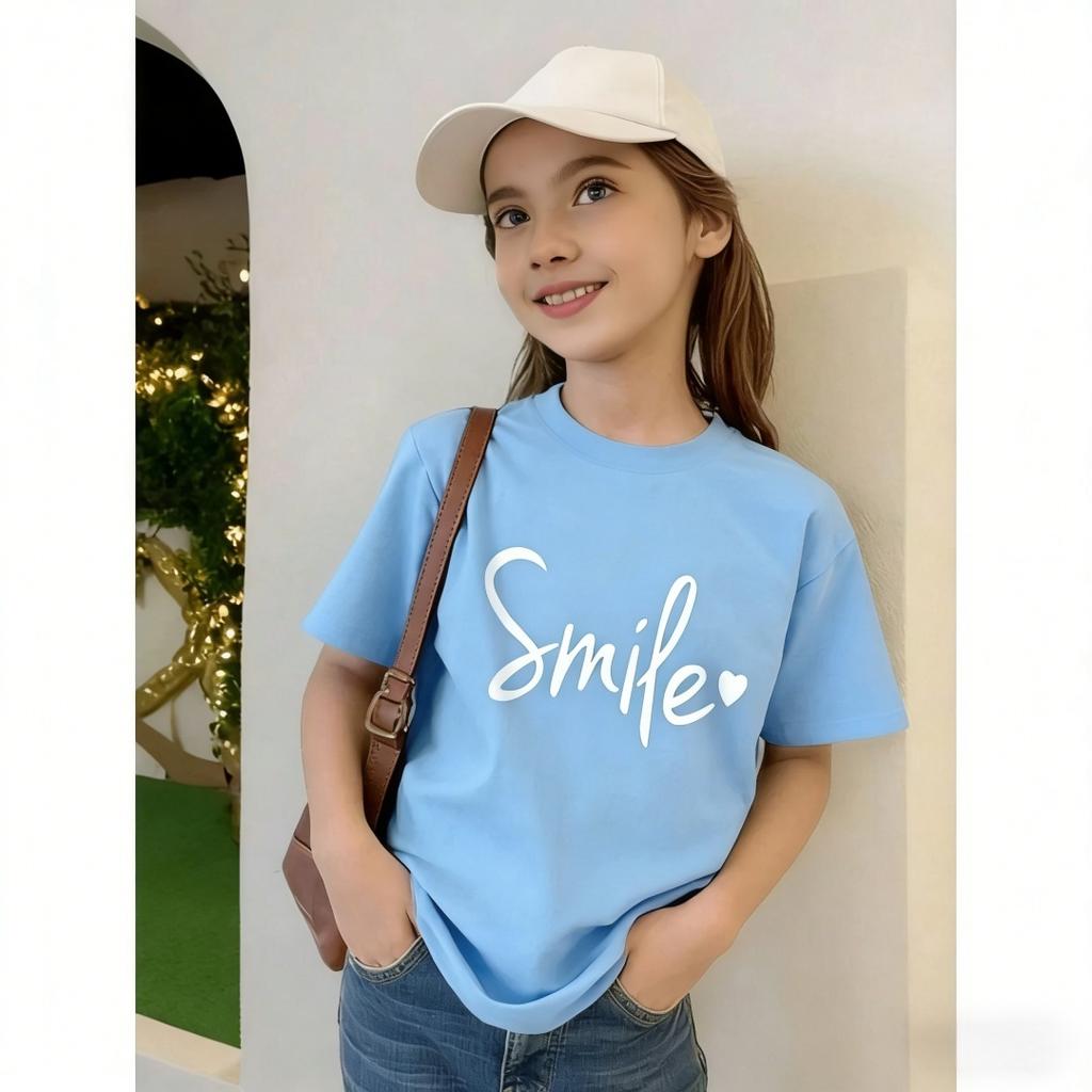 Summer New Children Tee Star Graphic Round Neck T-Shirt Girl Clothes Short Sleeve Outdoor Breathable Top Clothing