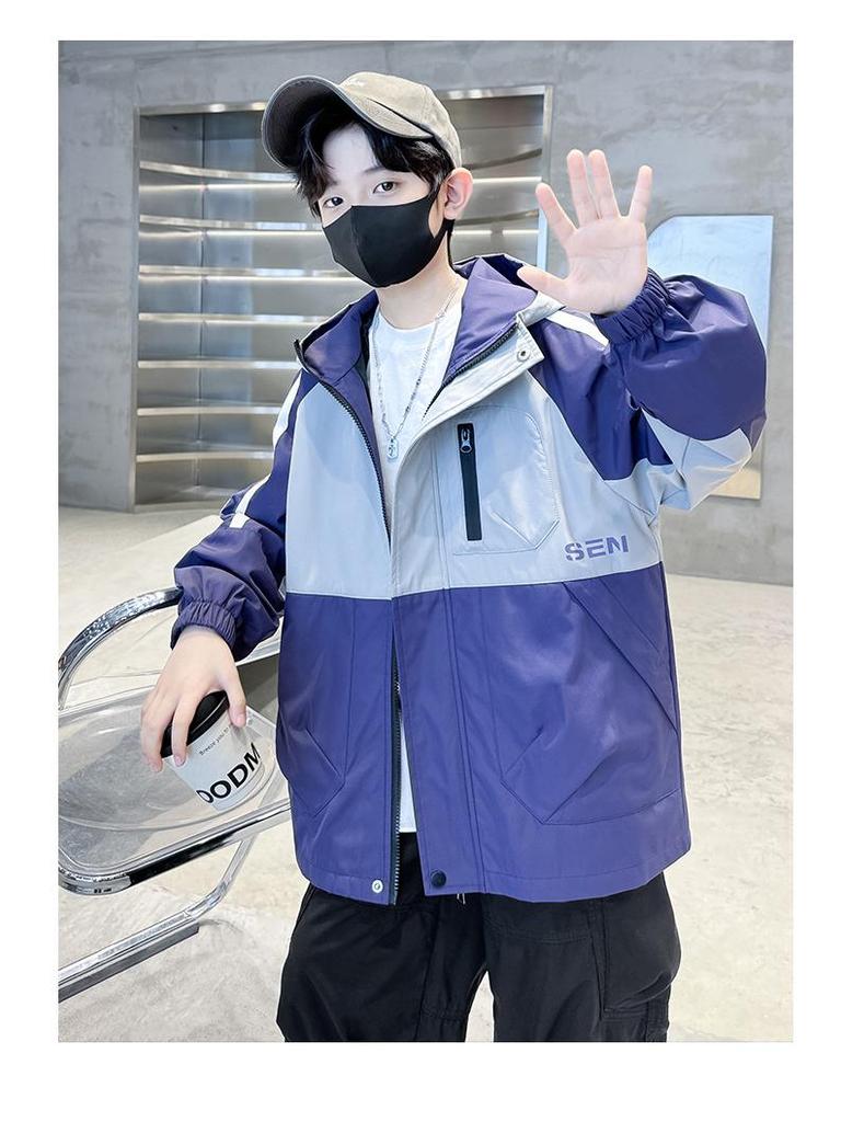 2025 Boys' Spring & Autumn Windbreaker: Trendy Jacket for Middle & Big Kids