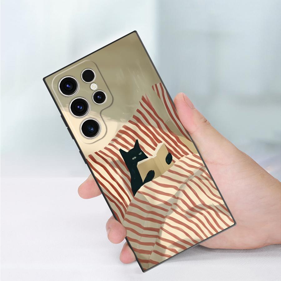 Hülle für Samsung Galaxy S26 S20 S23 S21 FE S10 S9 S25 Ultra S24 Plus Note 20 Ultra 8 9 10 Funda Handyhülle Cartoon Gitter Katze