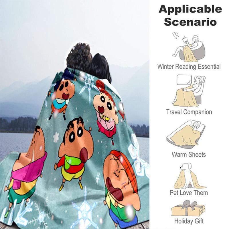 Crayon Shinchan Balloons Tapestry Blanket Home Decor Camping Trip Digital Printing Bedroom Sheet