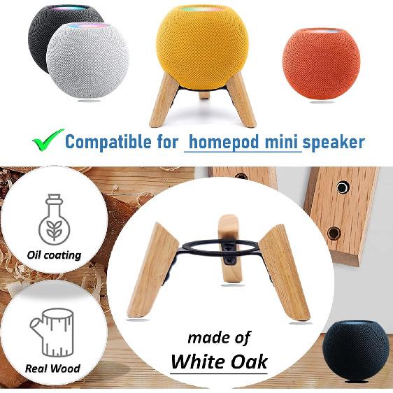 Real Wood Stand for Homepod mini,Wooden Tripod with Metal Frame,Safe Stable Holder Mount with Anti-Slip Silicone pad Protects Home pod mini Smart