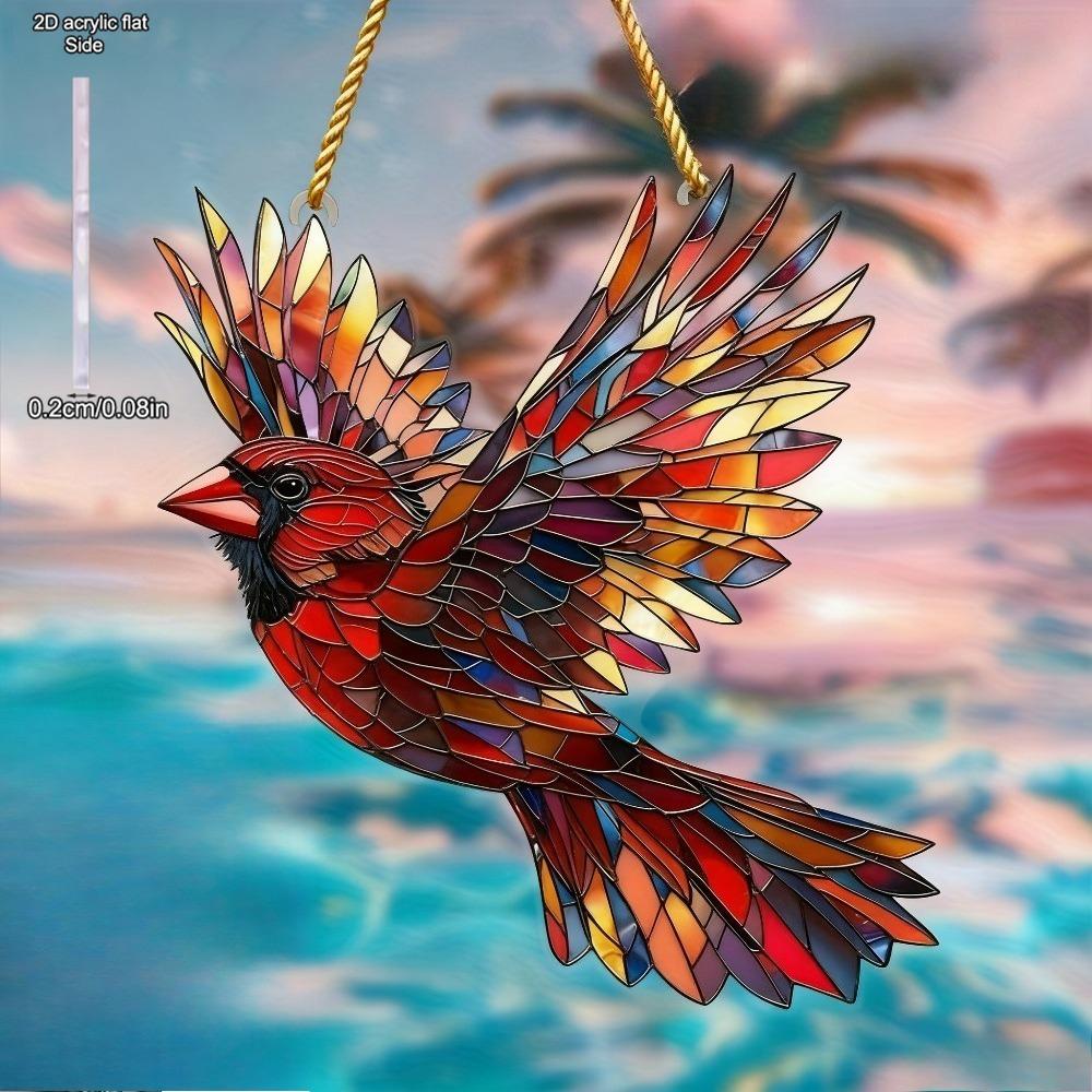 Colorful Cardinals Sun Catcher Acrylic Ornamen Sign, Nurseries, Vintage Home Decor Wall for Bar Kitchen, Restaurant Shop Wall Decor, Farmhouse Lake Li