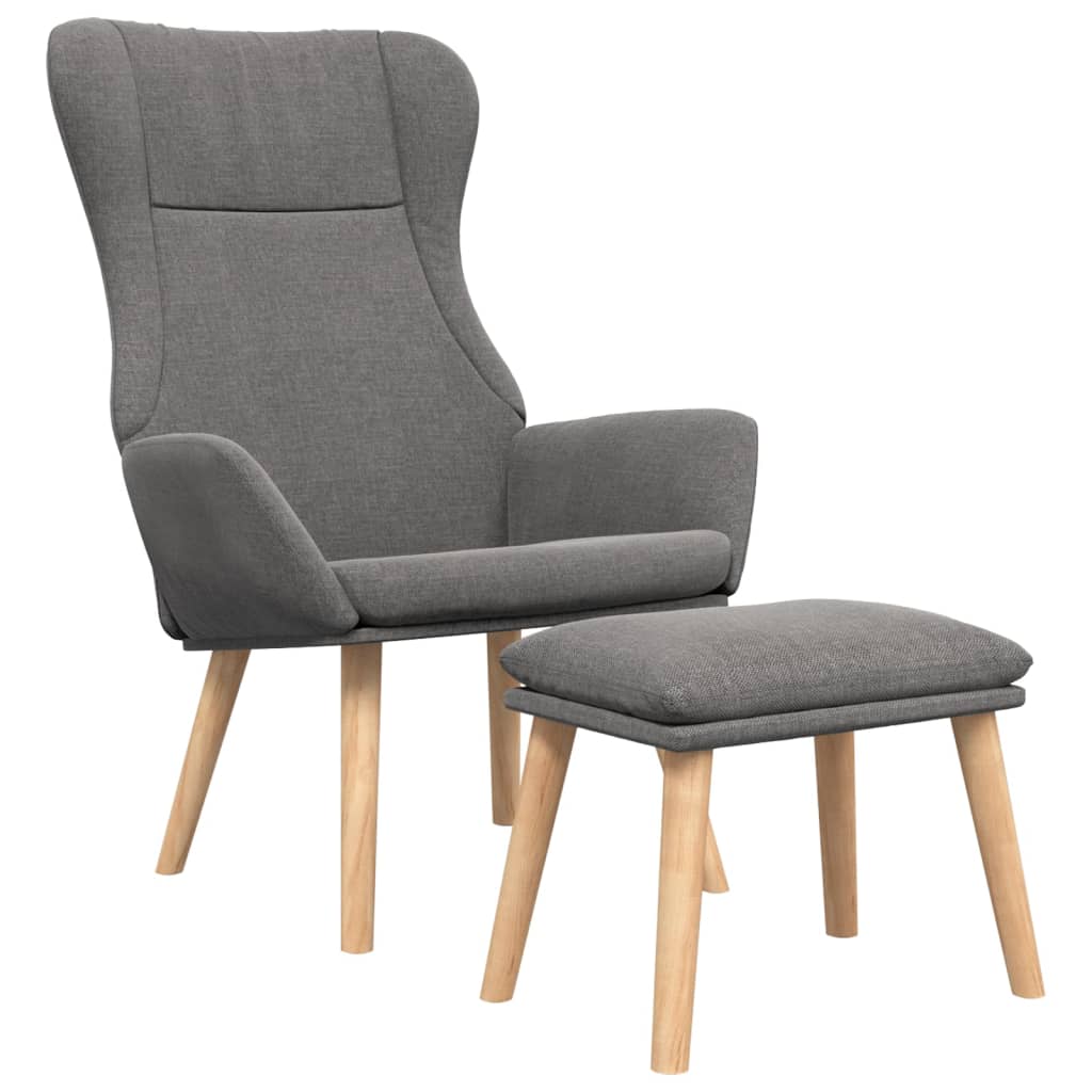 Relax Armchair with Footstool Light Grey Fabric