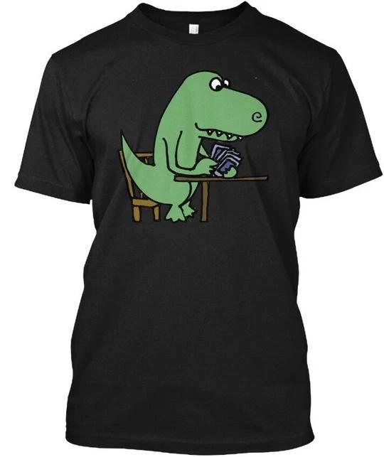 Cool Funny Green T-rex Dinosaur Playing Cards T shirt Made in USA Size S to 5XL 4XL