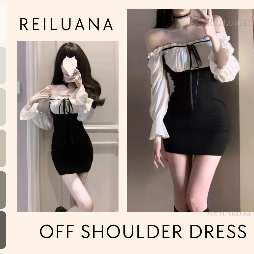 ReiLuana Sexy Ruffle Lace Dress with Mini Popular and Stylish Dress for Long Beautiful Bodycon Smaller High Waist Women's Tight, Off-the-Shoulder